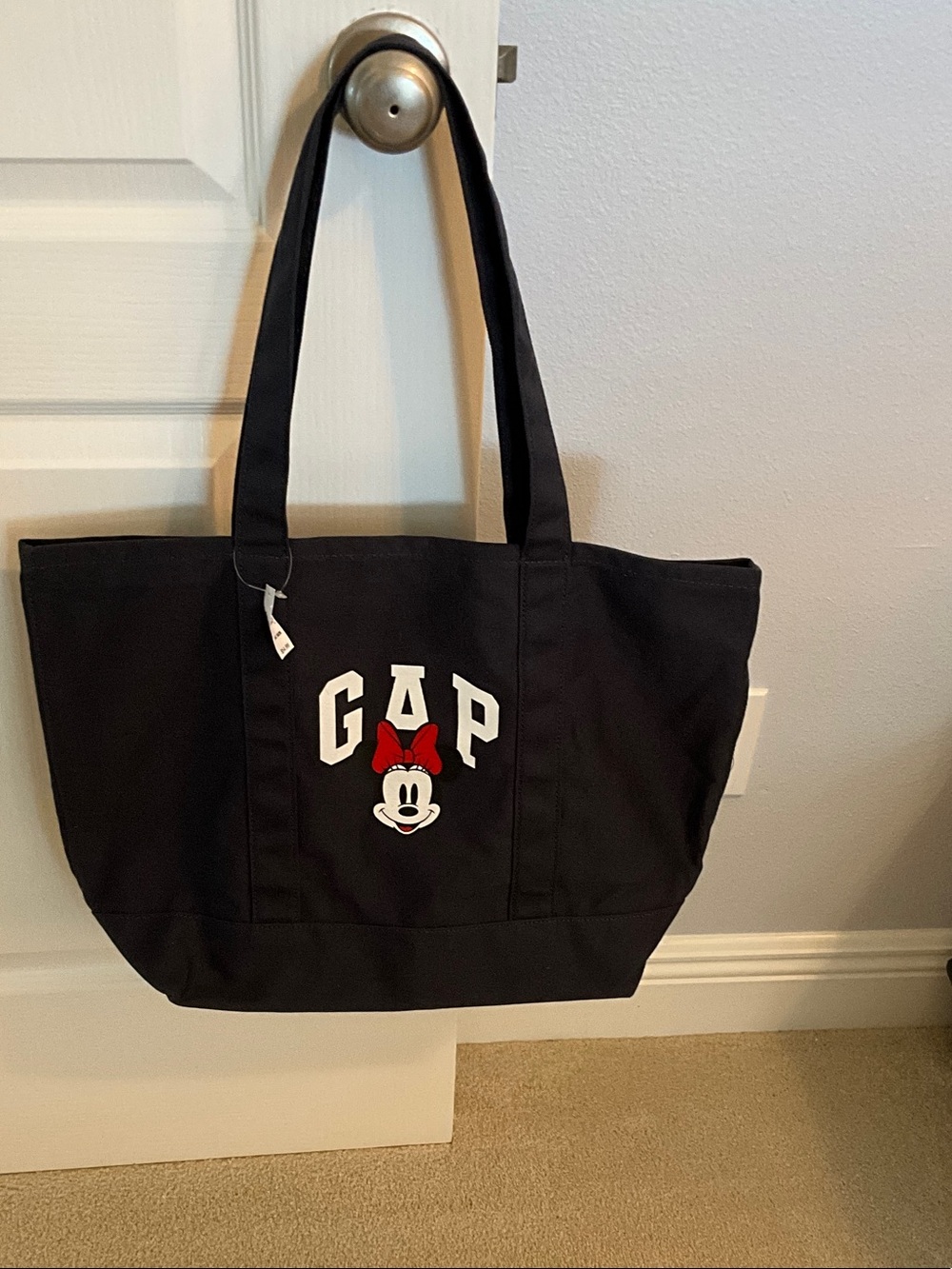 Disney GAP Navy Canvas Tote with Minnie Bow Graphic NWT